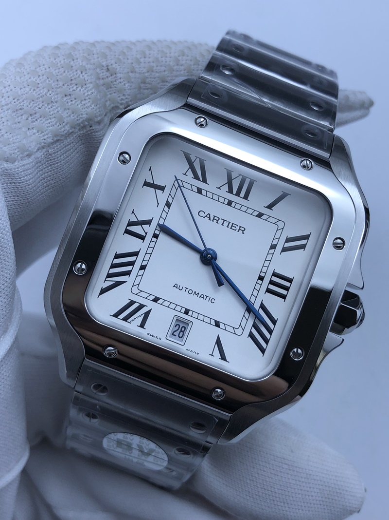 (준비완료/특급배송)NO.799/BV공장 까르띠에 산토스 2018 미디움 스틸 화이트다이얼 스마트링크 브슬 35MM