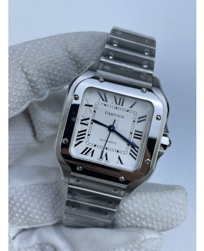 (준비완료/특급배송)NO.3143/BV공장 까르띠에 산토스 2018 미디움 스틸 화이트다이얼 스마트링크 브슬 35MM