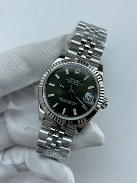 (준비완료/특급배송)NO.3656/QP공장 롤렉스 데이저스트 31mm 여성용 시계 그린 바인덱스 다이얼 플루티드 베젤 쥬빌레 밴드